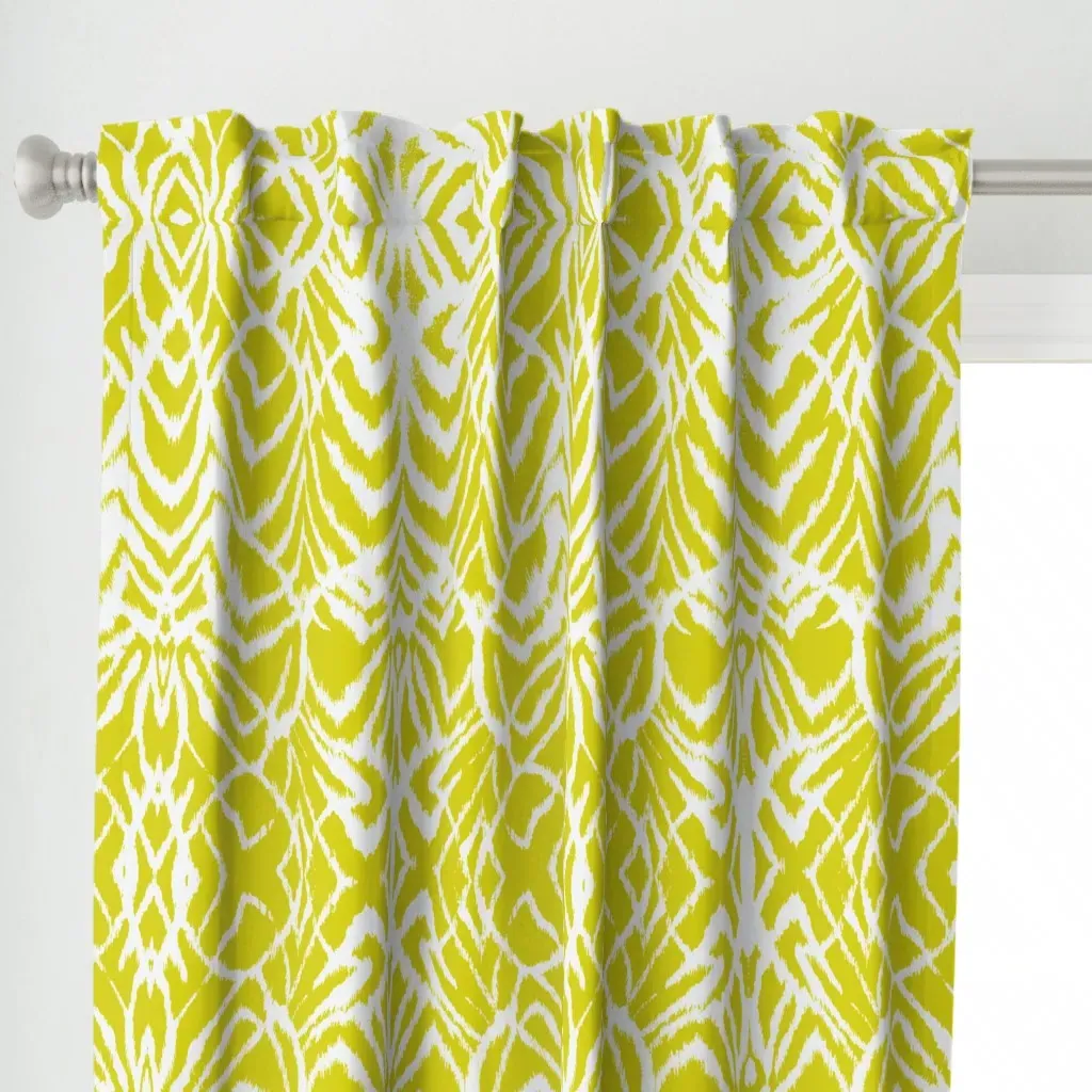 Wild Ikat Lemongrass Curtain Panel - Yellow alternate view