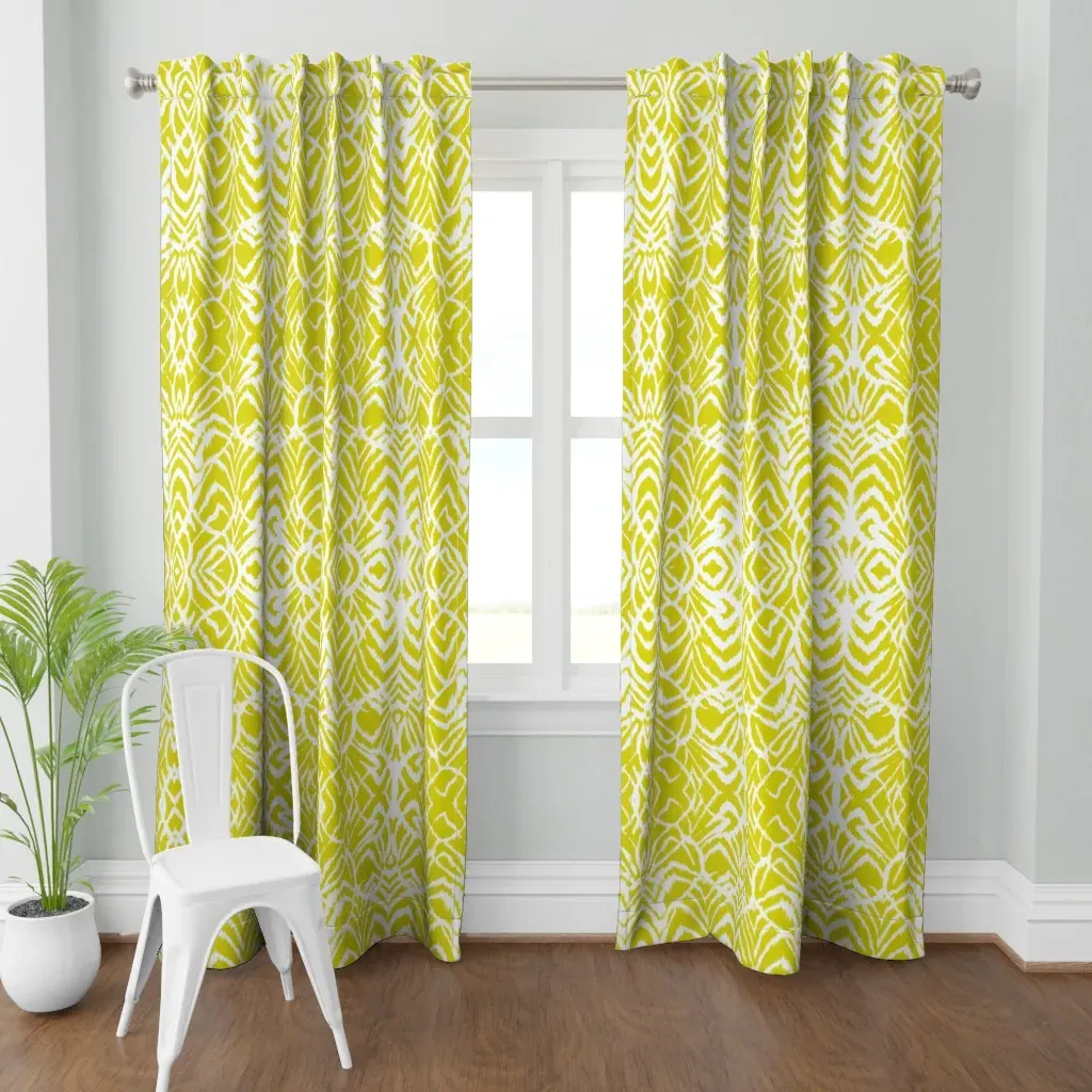 Wild Ikat Lemongrass Curtain Panel - Yellow product