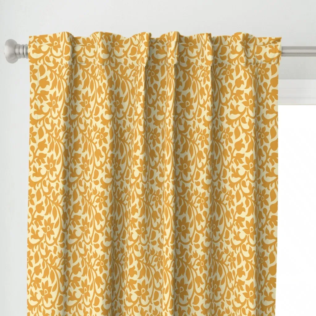 Wild Jasmine Understory Curtain Panel - Golden Orange alternate view