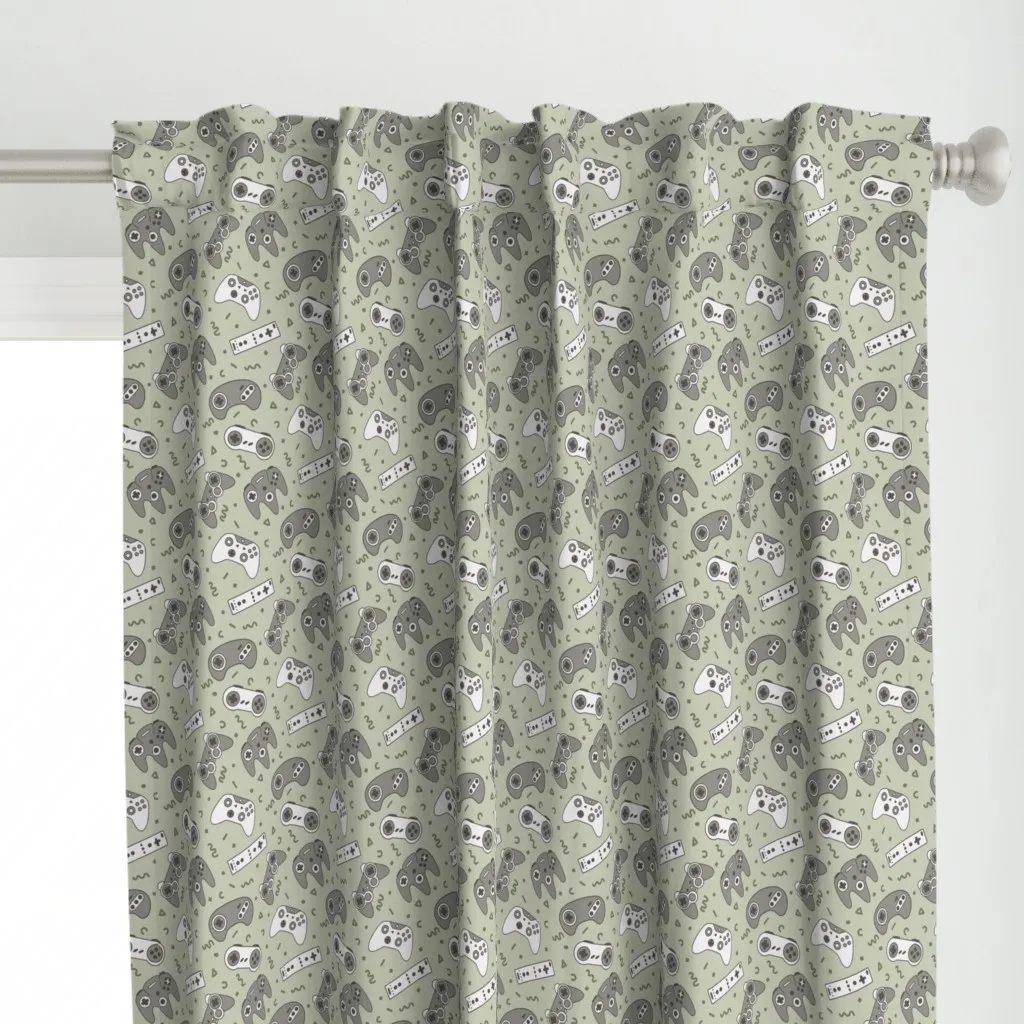 Wild Love Gamer Curtain Panel - Light Green alternate view