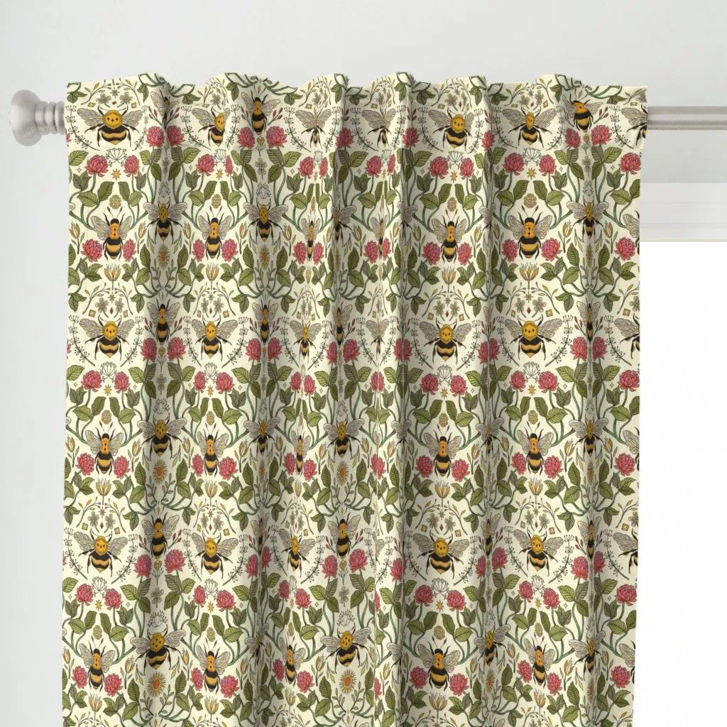 Wild Meadow Bees Small Curtain Panel - Yellow alternate view