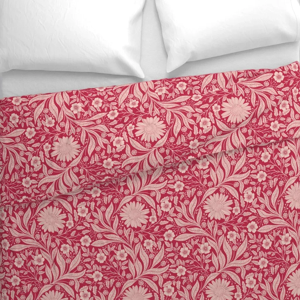Wild Meadow Viva Magenta Duvet Cover - Crimson alternate view