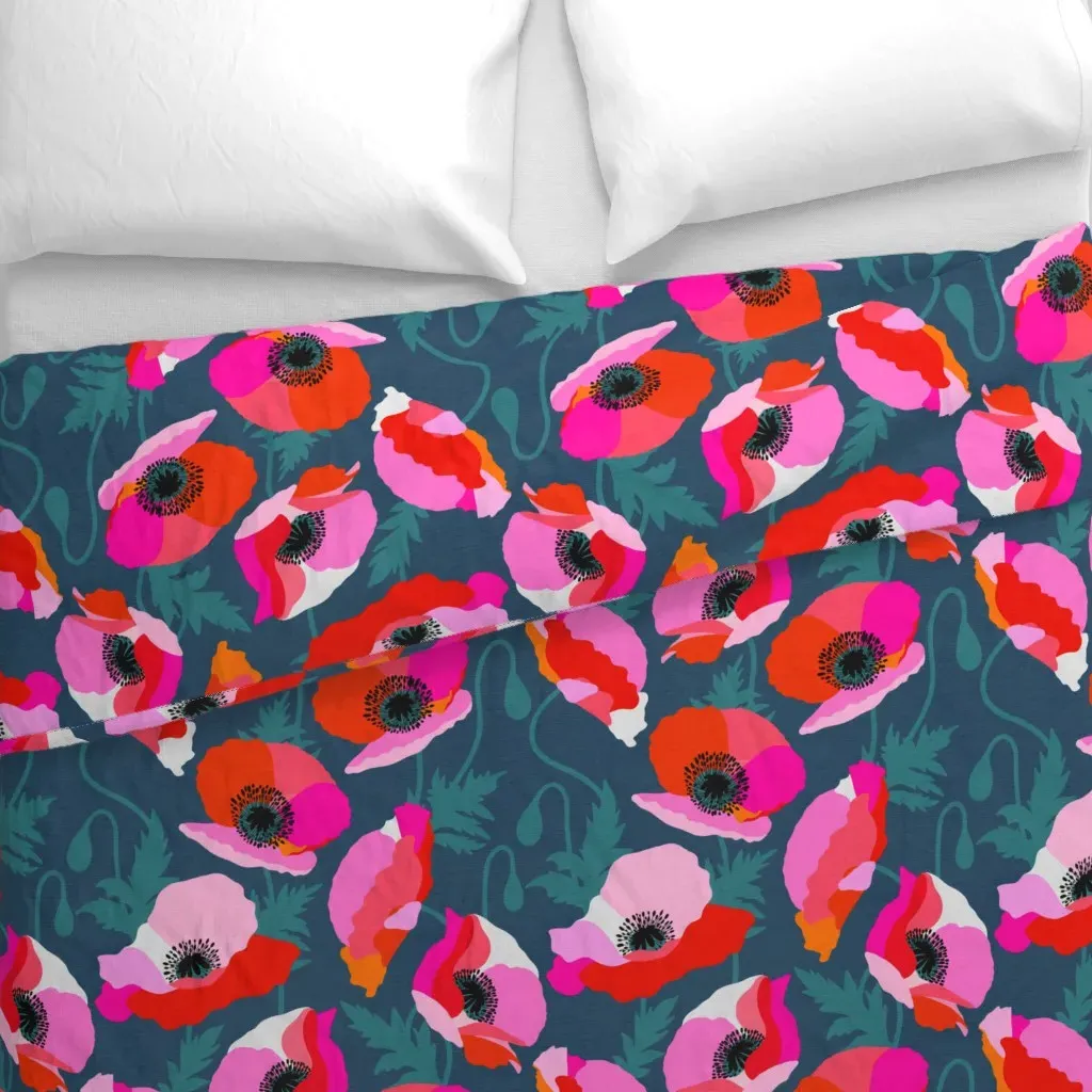 Wild Minimal Floral Duvet Cover - Red alternate view