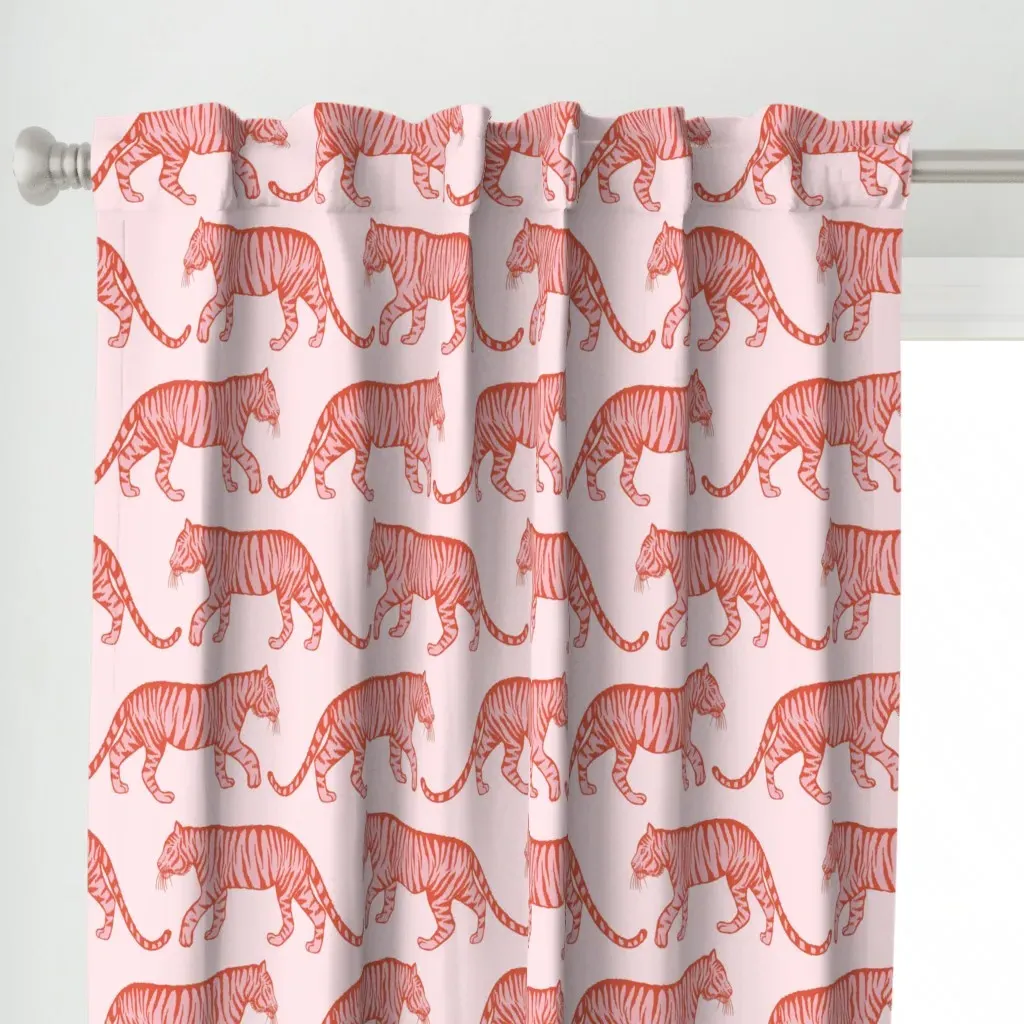 Wild Tigers Curtain Panel - Coral alternate view