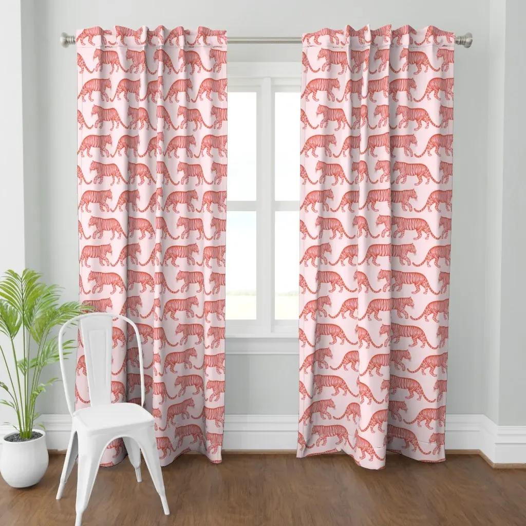 Wild Tigers Curtain Panel - Coral product