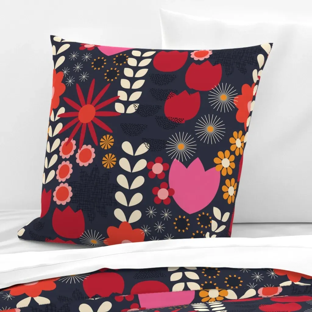 Wild Wall Flowers Euro Pillow Sham - Red product