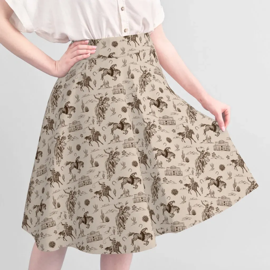 Wild West Cowboy Toile Fabric - Brown, Pique alternate view