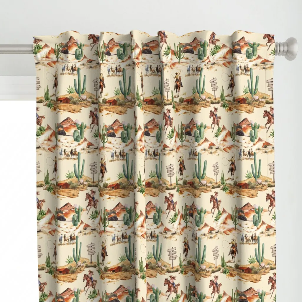 Wild West Ranch Rodeo Curtain Panel - Beige alternate view