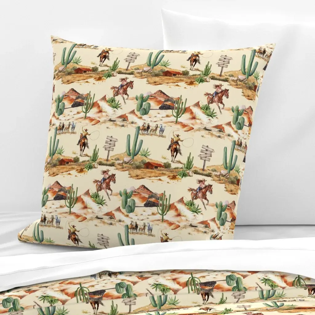 Wild West Ranch Rodeo Euro Pillow Sham - Beige product