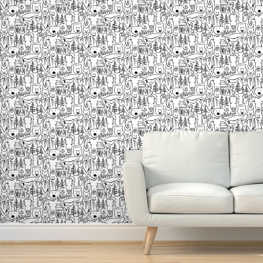Wild Wild Canada Peel and Stick Wallpaper - Black and White product