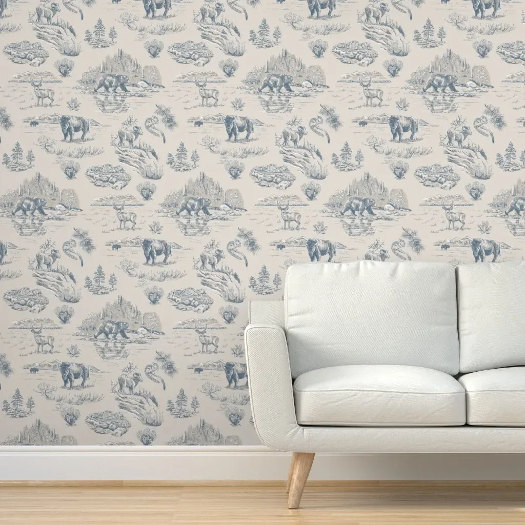 Wild Yellowstone Toile Peel and Stick Wallpaper - Beige product