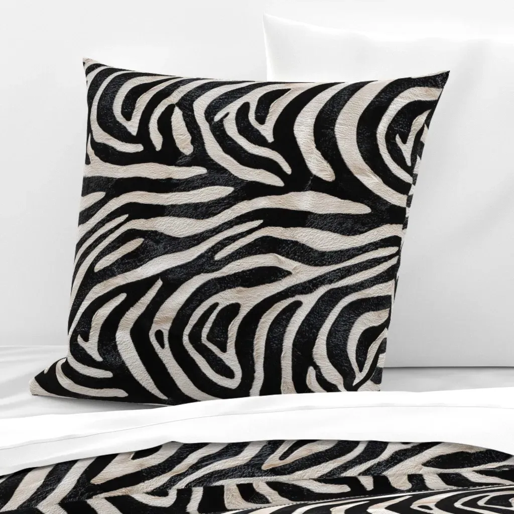 Wild Zebra Hide Euro Pillow Sham - Black product