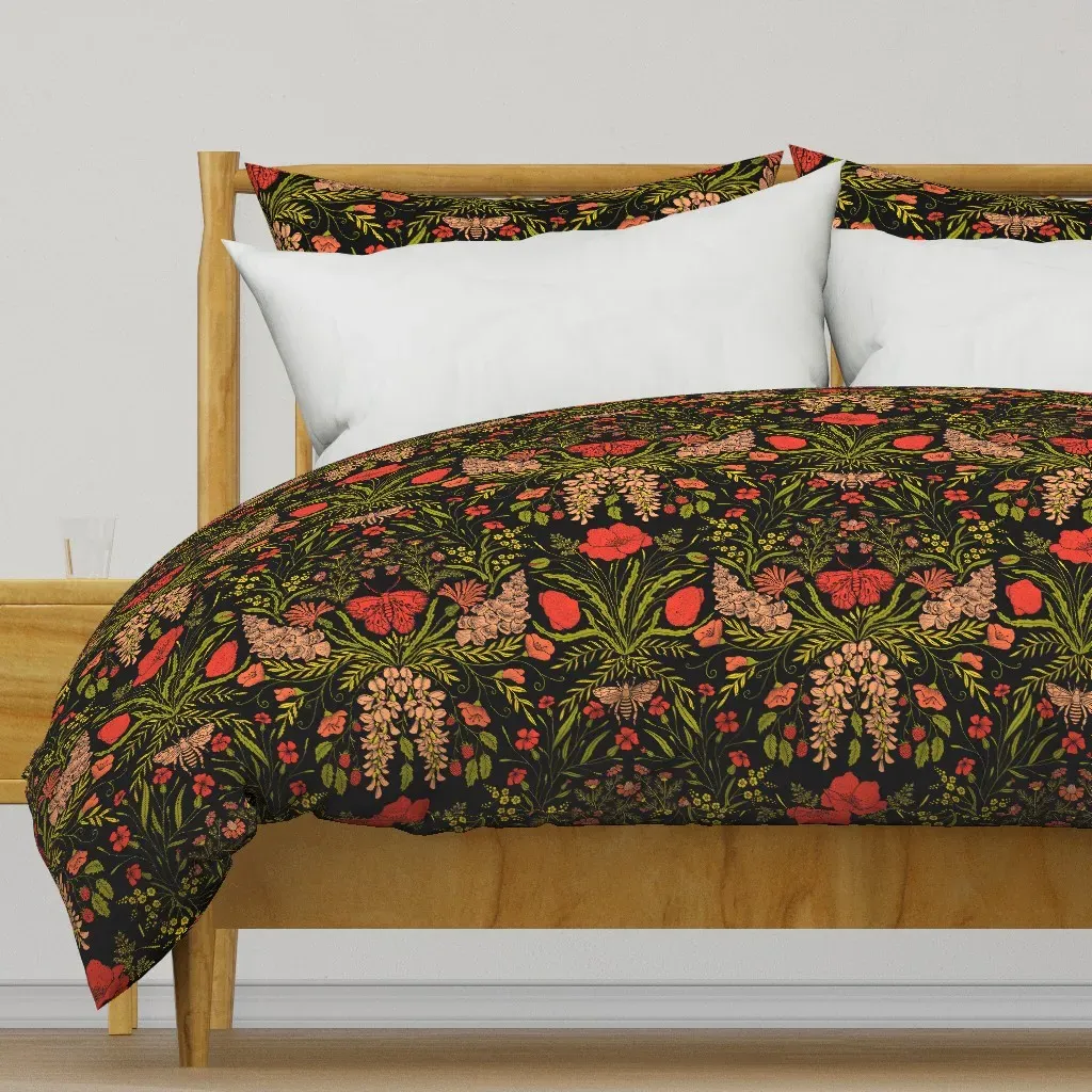 Wildflower Botanical Damask Duvet Cover - Red product