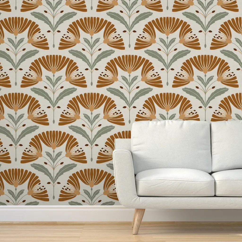 Wildflower Botanical Scallop Trellis XL Peel and Stick Wallpaper - Brown product