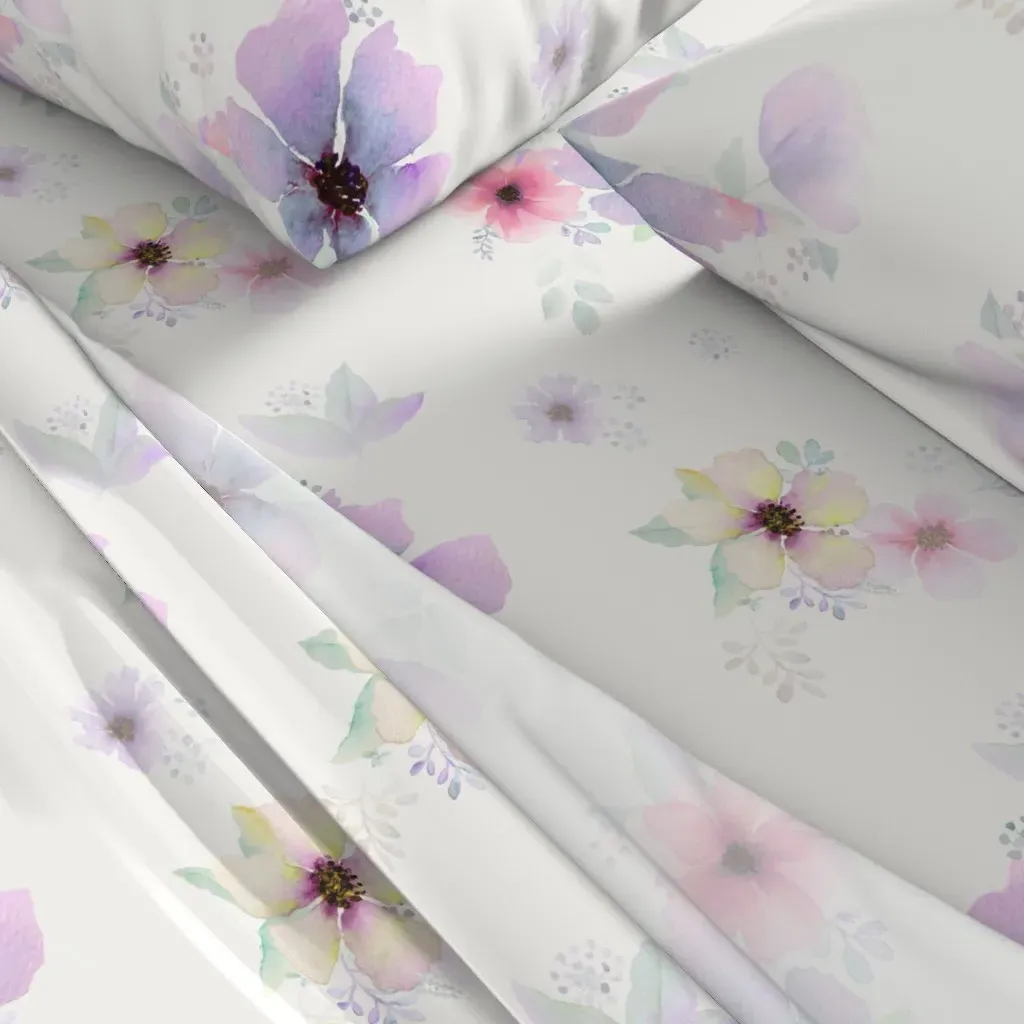 Wildflower Collage Queen Size Sheet Set - Purple alternate view