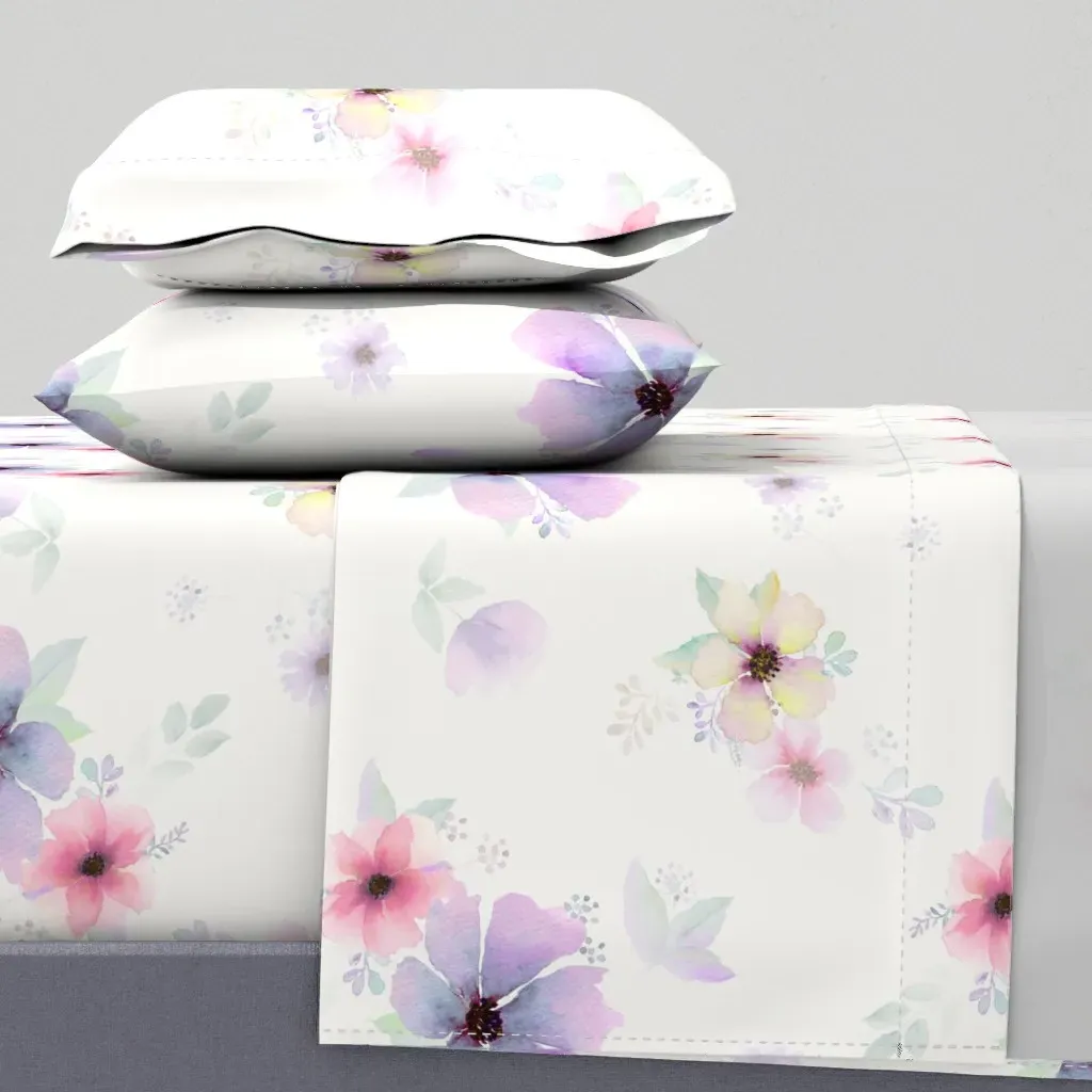 Wildflower Collage Queen Size Sheet Set - Purple product