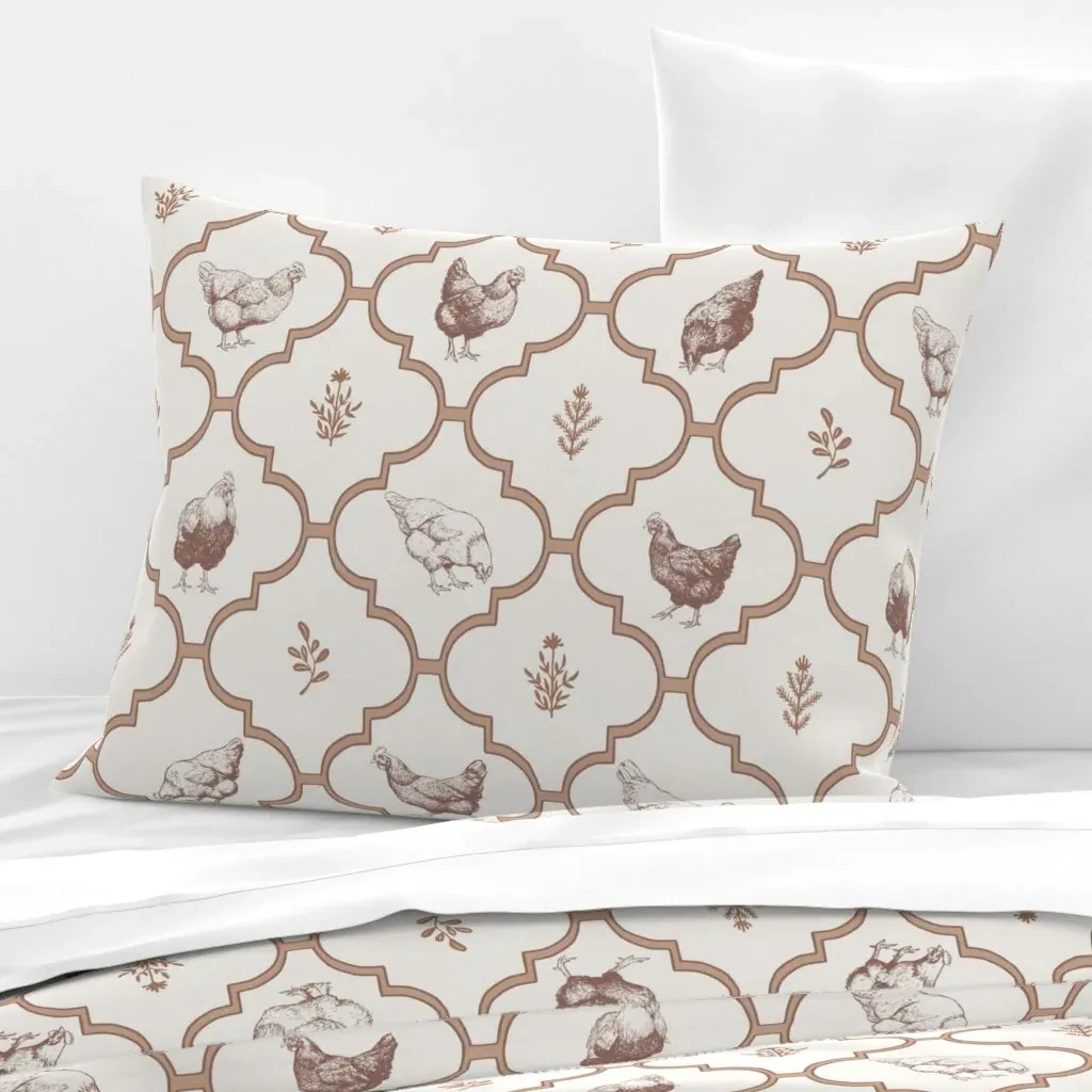 Wildflower Curvy Tile Standard Knife Edge Cushion - Brown, Cotton Sateen product