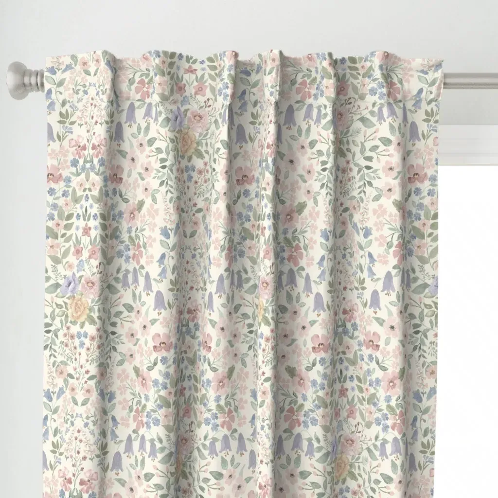 Wildflower Damask Curtain Panel - Cream alternate view
