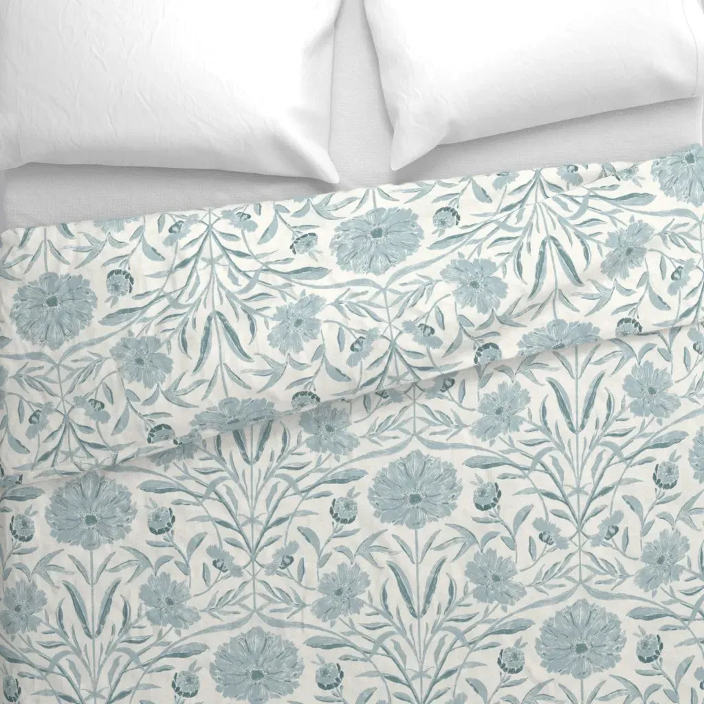 Wildflower Etching Duvet Cover - Blue alternate view