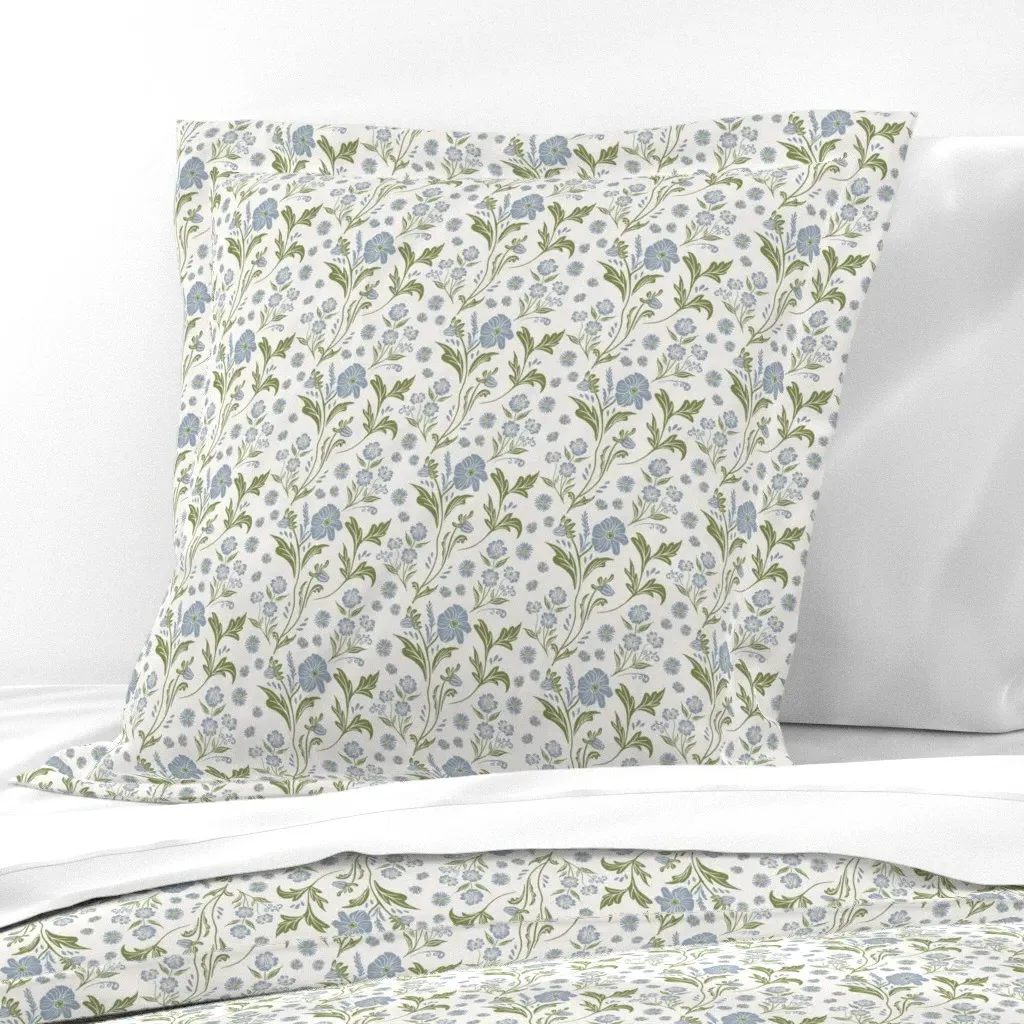 Wildflower Floral Meadow Euro Pillow Sham - Blue product