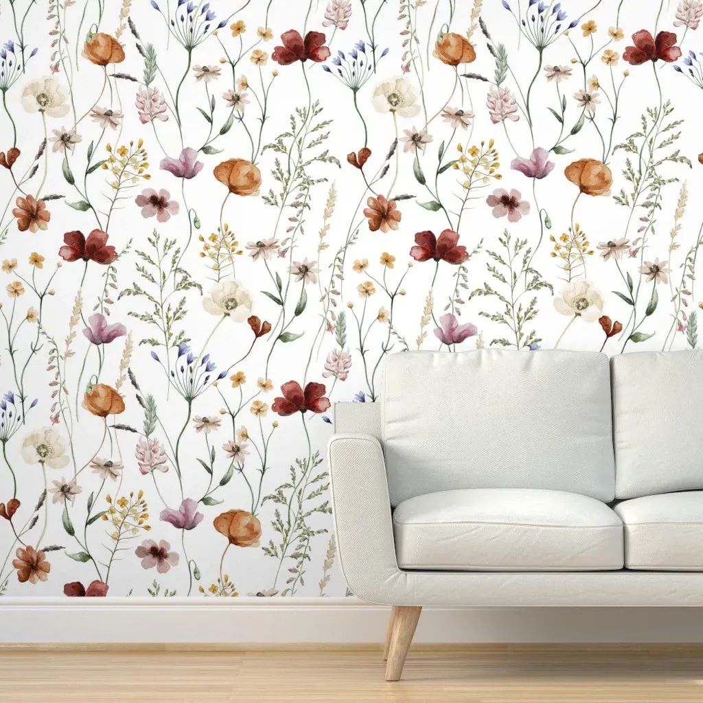 Wildflower Floral Peel and Stick Wallpaper - White product