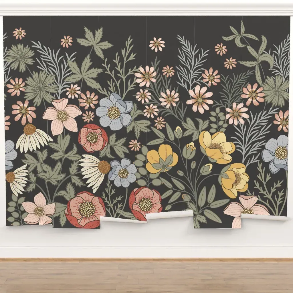 Wildflower Garden Dark Peel and Stick Wall Mural product