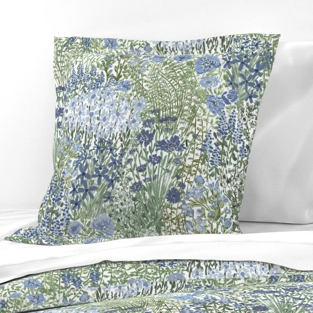 Wildflower Garden Euro Pillow Sham - Blue product