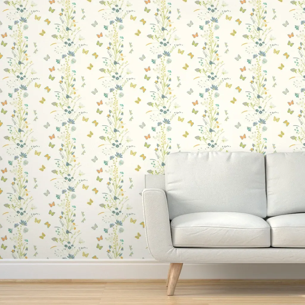 Wildflower Hedgerows Peel and Stick Wallpaper - Pale Yellow product