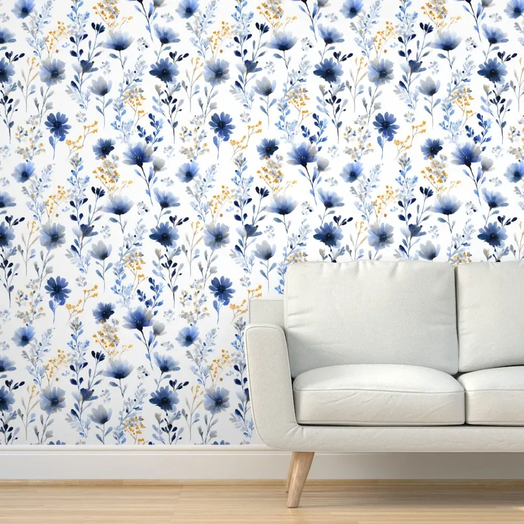 Wildflower Indigo Garden Peel and Stick Wallpaper - Blue product