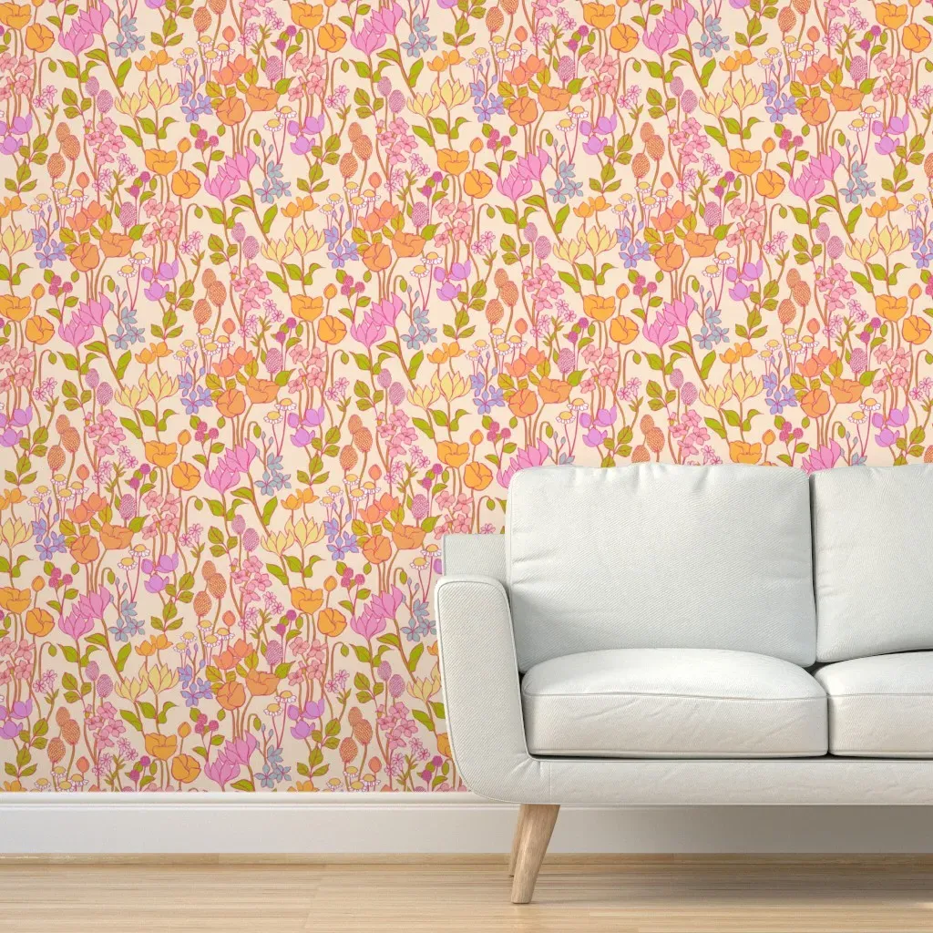 Wildflower Meadow Peel and Stick Wallpaper - Orange product