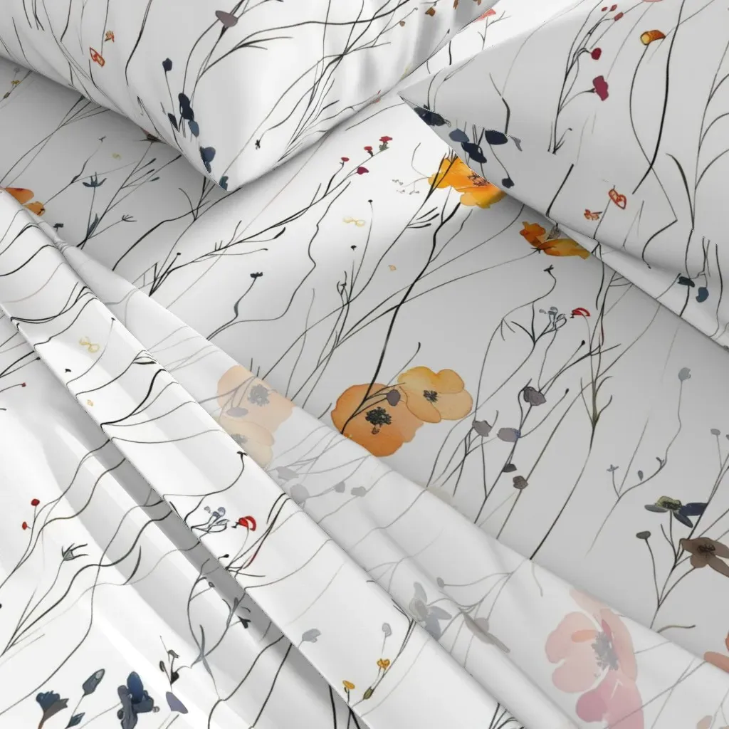 Wildflower Meadow Wispy and Light King Sheet Set - Orange alternate view