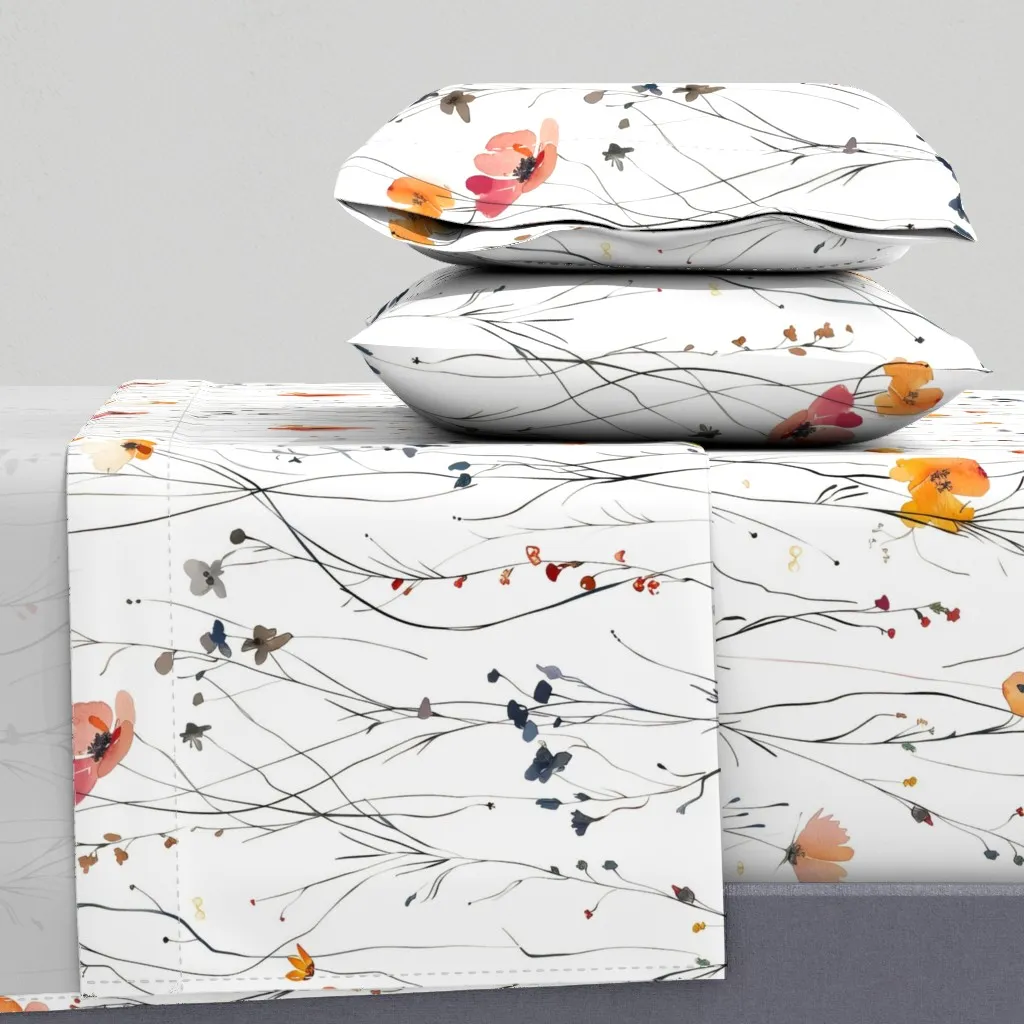 Wildflower Meadow Wispy and Light King Sheet Set - Orange product