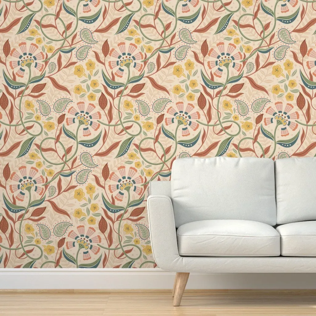 Wildflower Wanderlust Bohemian Peel and Stick Wallpaper - Peach product