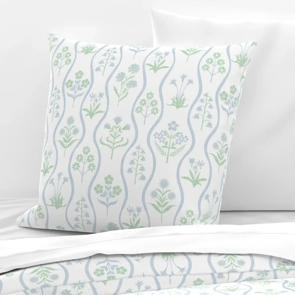 Wildflower Wave Floral Euro Pillow Sham - Light Blue, Linen product
