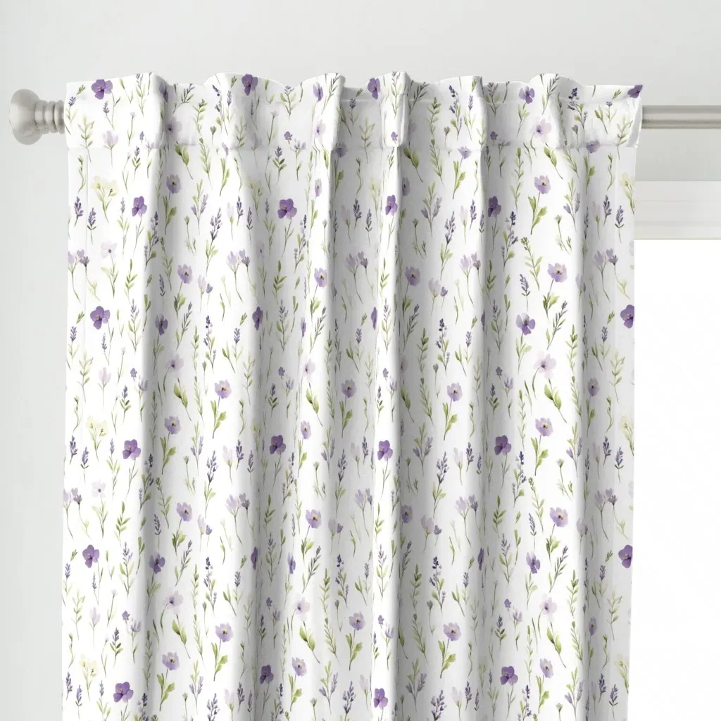 Wildflowers Curtain Panel - Lavender Purple alternate view