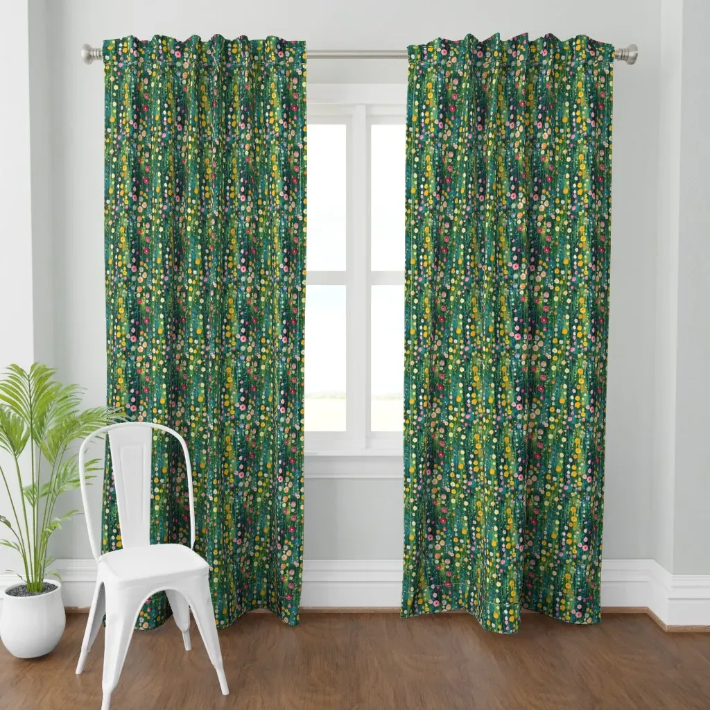 Wildflowers Curtain Panel - Teal product