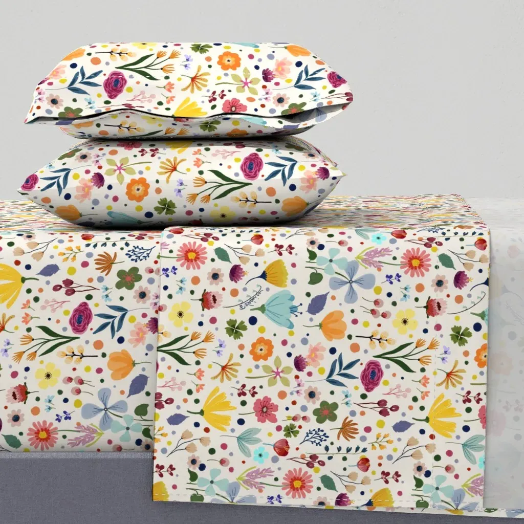 Wildflowers Meadow-Ivory Full Sheet Set - Yellow product