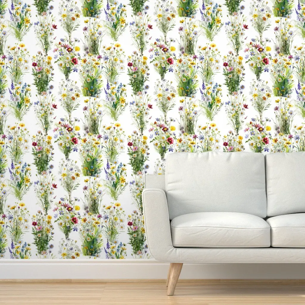 Wildflowers Peel and Stick Wallpaper - White product