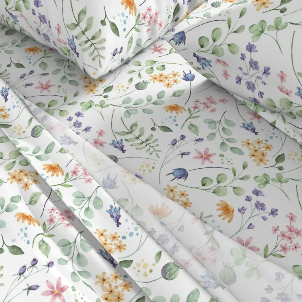 Wildflowers Queen Size Sheet Set - Pale Yellow alternate view