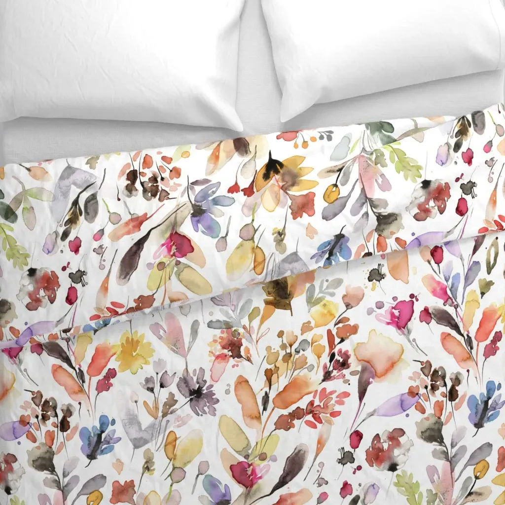Wildflowers Rustic Earthy Duvet Cover - Orange alternate view