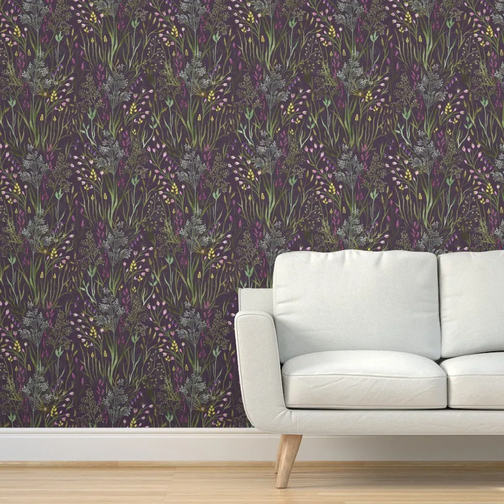 Wildgrass Peel and Stick Wallpaper - Purple, Green product