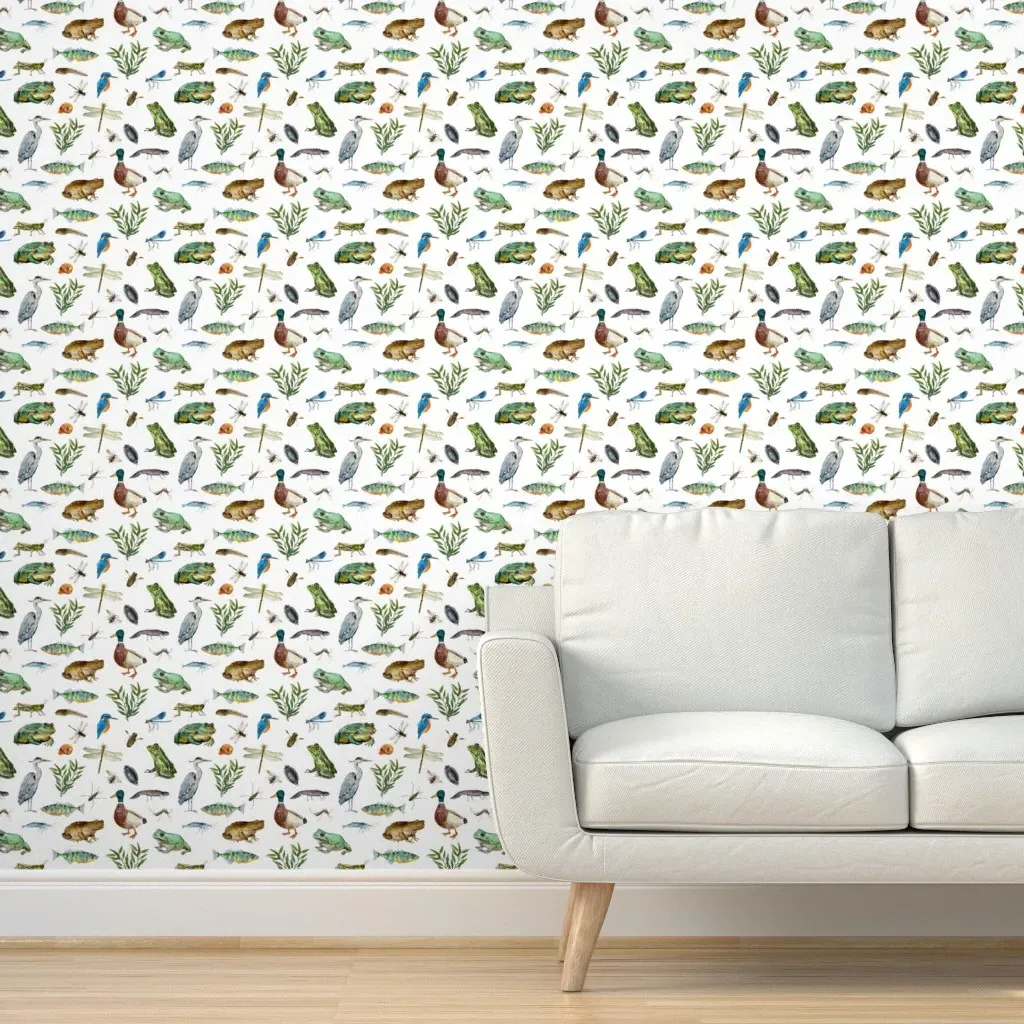 Wildlife Pond Peel and Stick Wallpaper - Green product