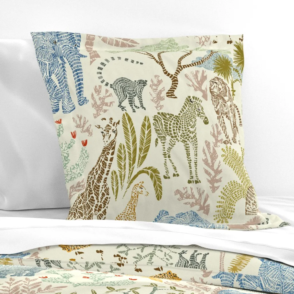Wildlife Safari Euro Pillow Sham - Beige product