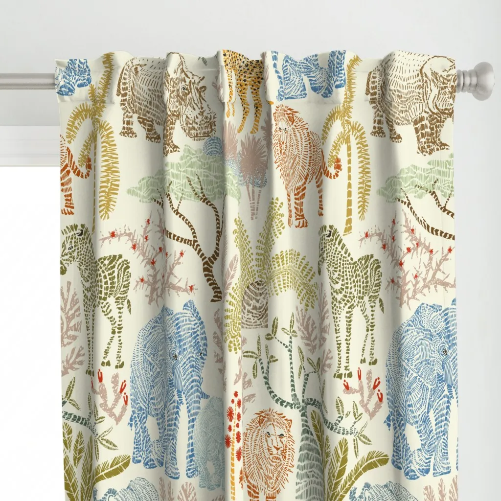 Wildlife Safari L Curtain Panel - Beige alternate view