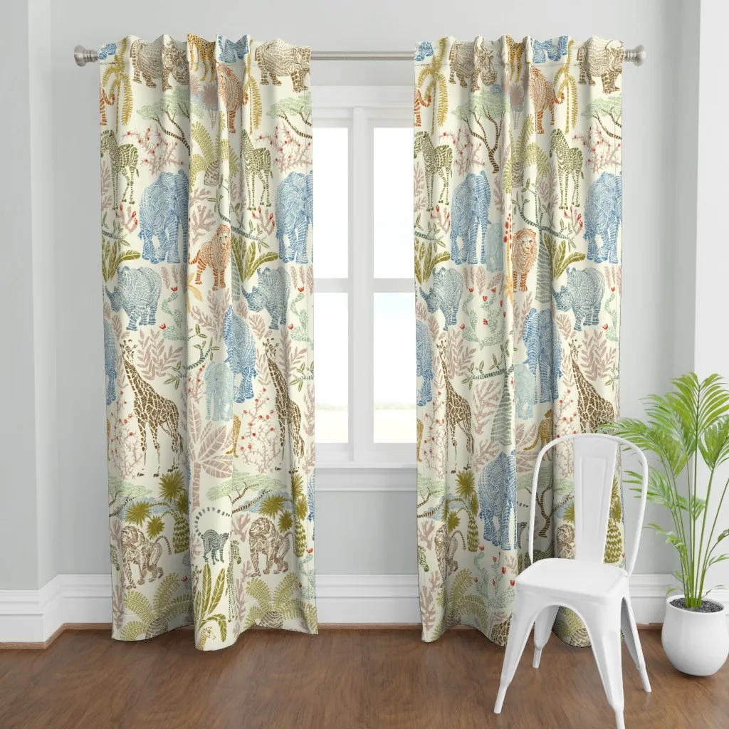 Wildlife Safari L Curtain Panel - Beige product