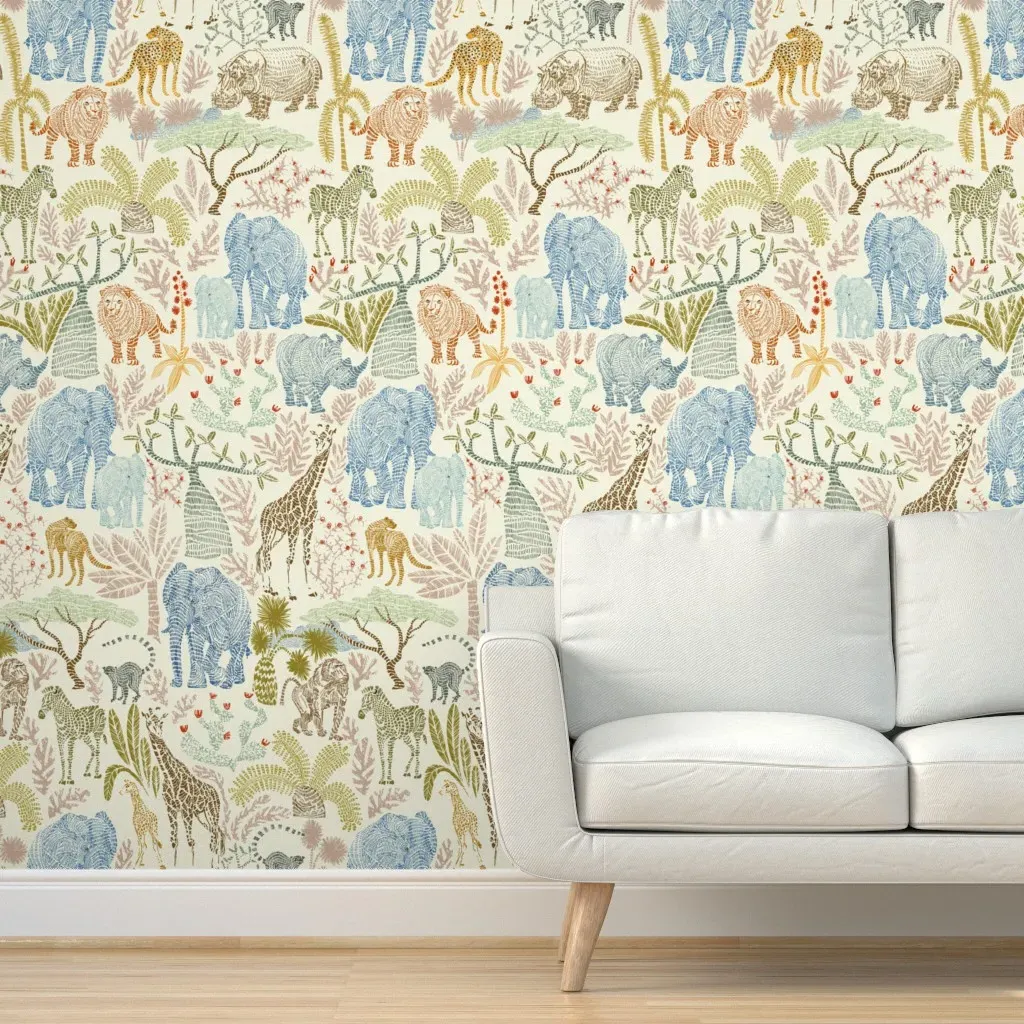 Wildlife Safari Peel and Stick Wallpaper - Beige product