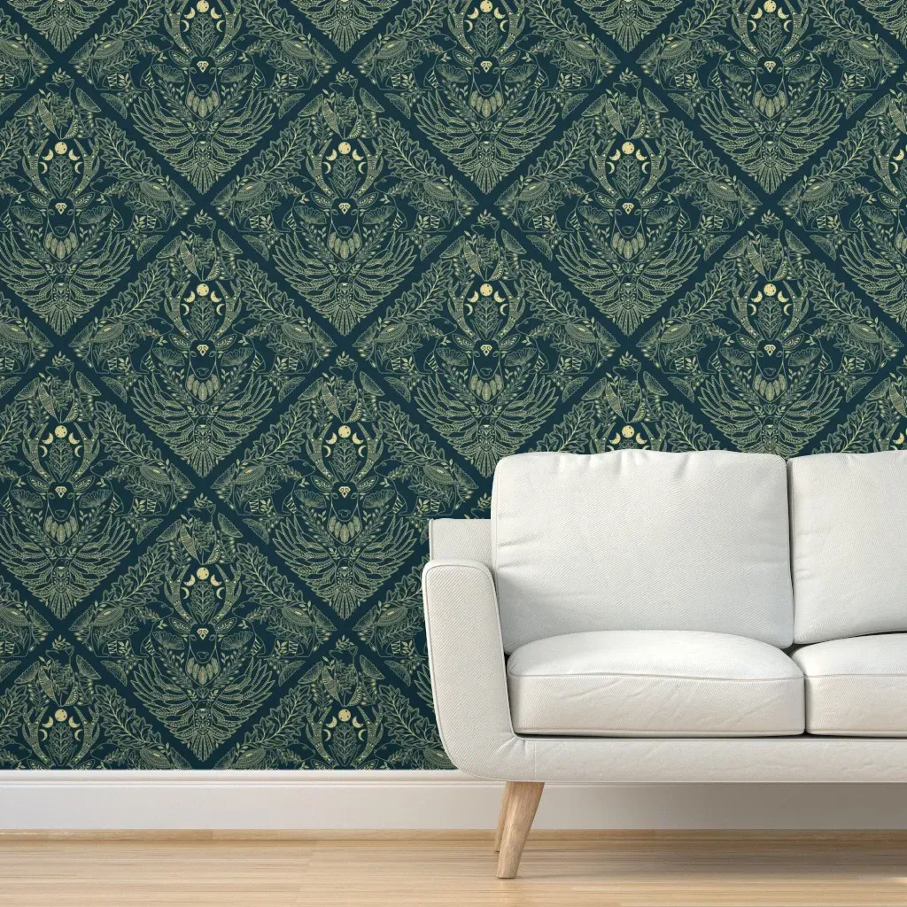 Wildlife Spirit Animals Fox Bear Deer Peel and Stick Wallpaper - Gold product