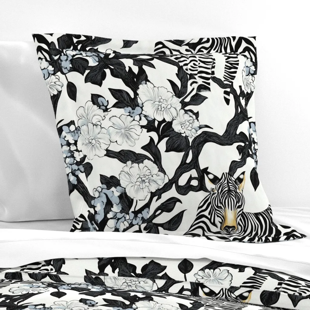 Wildlife Zebra Euro Pillow Sham - Black product