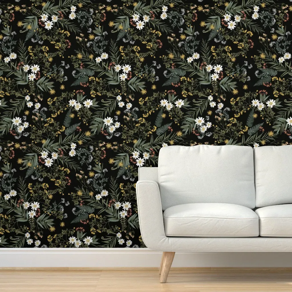 Wildwood Dark Floral Peel and Stick Wallpaper - Black product
