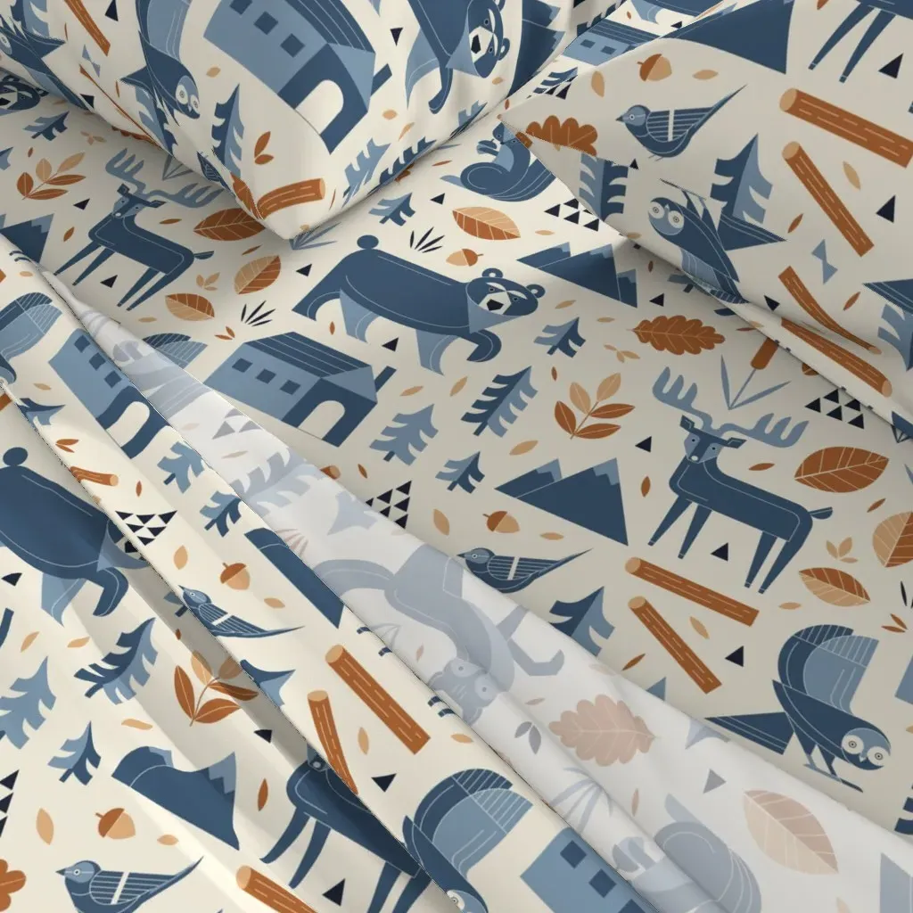 Wildwood Fauna Twin Sheet Set - Blue alternate view
